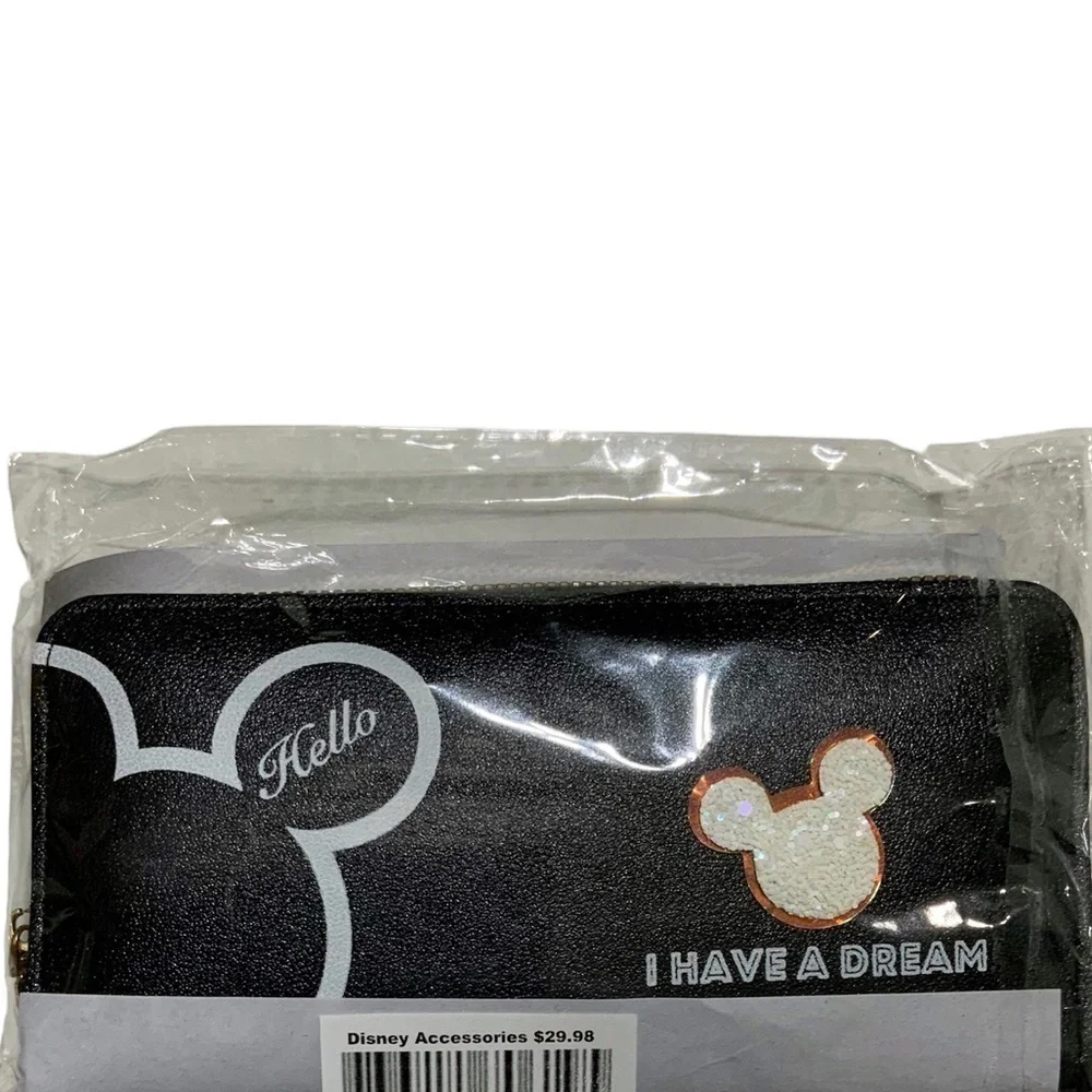 Minnie Mickey Mouse Wristlet Clutch Convertible Wallet Black